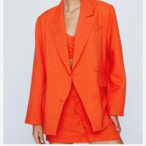Nasty Gal oversized Vibrant Orange Double-Breasted Blazer